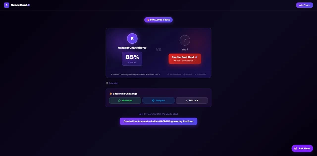 Challenge a Friend — ScoreCardAI screenshot