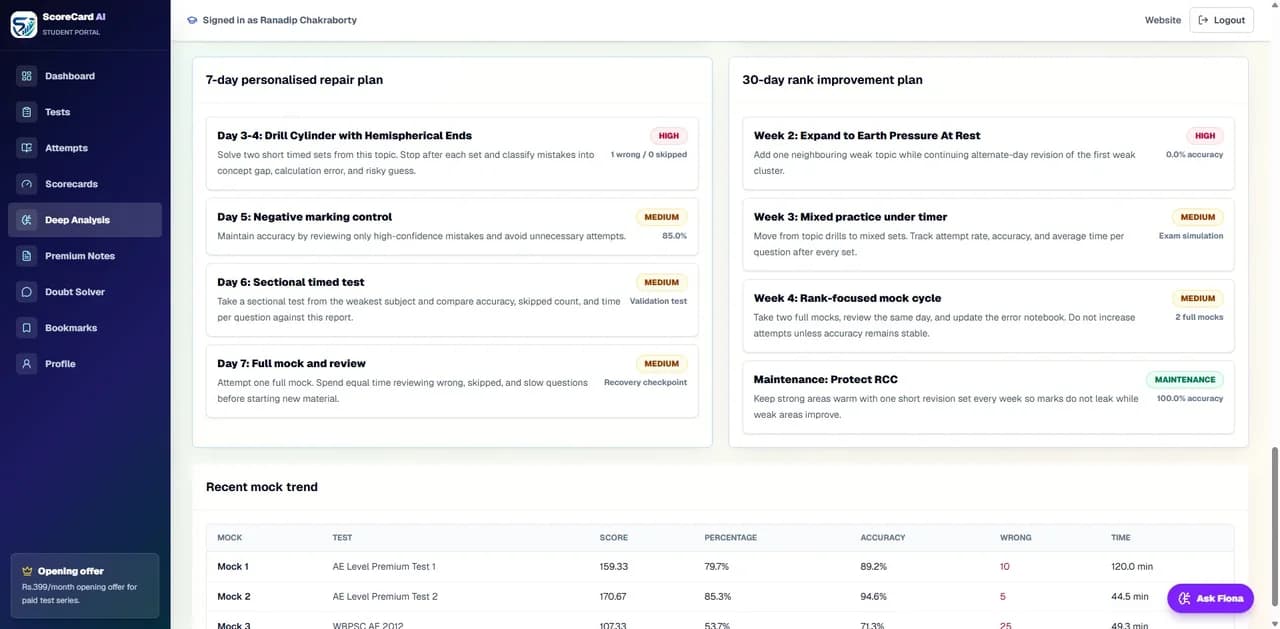 7-Day & 30-Day Study Plans — ScoreCardAI screenshot